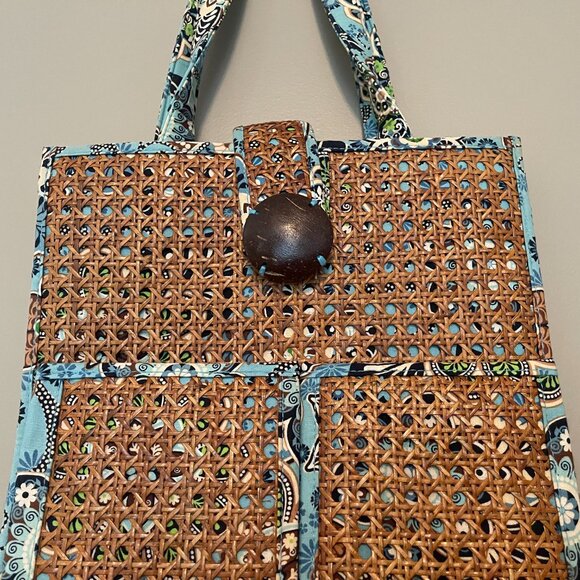 Vera Bradley Tiki Tote Double Handle Shopper Beach Rattan Overlay, UGC - Picture 7 of 10